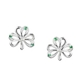 Celtic Shamrock and Crystal Stud Earrings